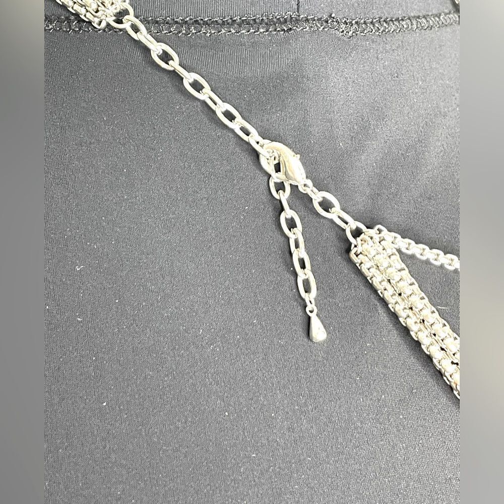 Silvertone Statement Multi Chain Layered Necklace - image 4